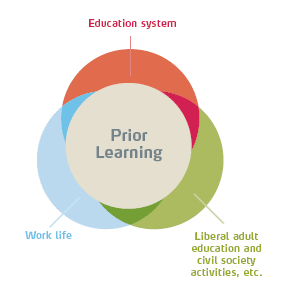 Image of a three circled vendiagram for "Prior Learning".